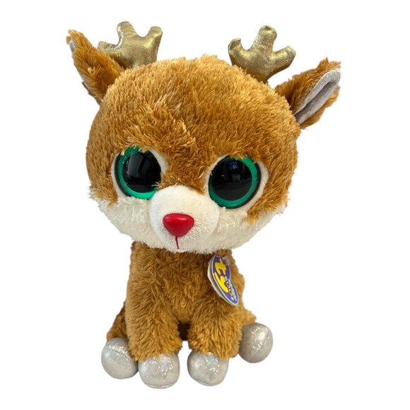 Vtg TY Beanie Boos Alpine Reindeer Plush – Medium – New w Tags – Holiday Rudolph - Picture 1 of 5